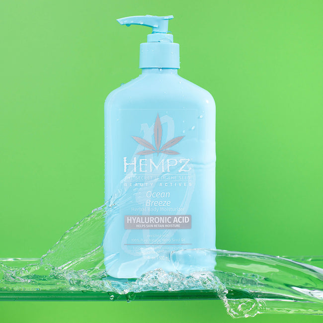 Hempz Ocean Breeze Lotion with Hyaluronic Acid on water